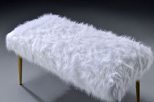 Load image into Gallery viewer, Bagley II - Faux Fur Bench - White / Gold