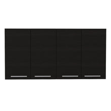 Load image into Gallery viewer, 47" Wood Wall Mounted Accent Cabinet With Four Doors - Black