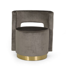 Load image into Gallery viewer, Modern Glam Swivel Arm Chair With Velvet Upholstery And Copper Base - Gray