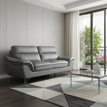 Load image into Gallery viewer, Faux Leather Love Seat - Silver / Gray