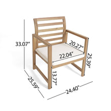 Load image into Gallery viewer, Outdoor Acacia Wood Club Chairs, 2 Pieces Set - Natural Stained / White