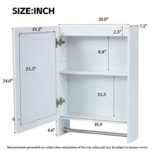 Load image into Gallery viewer, 3 In 1 Wall Mounted Bathroom Mirror Cabinet With Adjustable Shelf, Soft Close Door, Mirror & Towel Bar - White