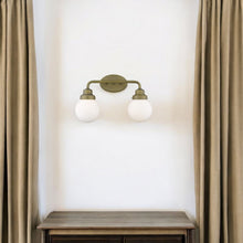 Load image into Gallery viewer, Two Light Wall Sconce With Round Glass Shade - Gold