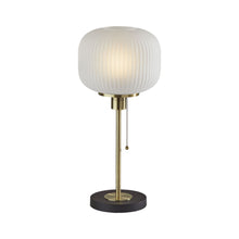 Load image into Gallery viewer, Table Lamp With White Ribbed Frosted Glass Dome Shade - Antiqued Brass