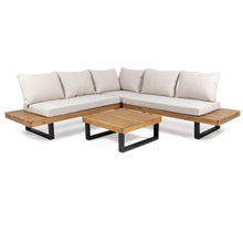 Load image into Gallery viewer, Sebastian - Hand Crafted 4 Piece Sofa Set With Water Resistant Cushions - Beige / Teak