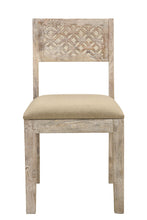 Load image into Gallery viewer, Upholstered Fabric Carved Back Dining Side Chairs (Set of 2) - White