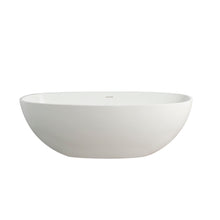 Load image into Gallery viewer, 65.2" Freestanding Solid Surface Soaking Bathtub For Bathroom - Matte White