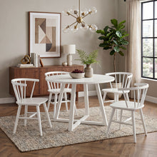 Load image into Gallery viewer, Edo - 5 Piece Dining Set, Trestle Dining Table With 4 Windsor Chairs - White