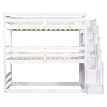 Load image into Gallery viewer, Twin Size Triple Bunk Bed With Storage Staircase, Separate Design - White