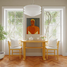 Load image into Gallery viewer, Farmhouse Modern Dining Corner Chairs (Set of 2) With Handwoven Rattan Backrests And Solid Wood Legs - Natural / White