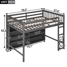 Load image into Gallery viewer, Loft Bed With 8 Open Storage Shelves And Built In Ladder