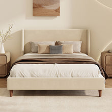 Load image into Gallery viewer, Modern Velvet Upholstered Platform Bed With Wingback Headboard