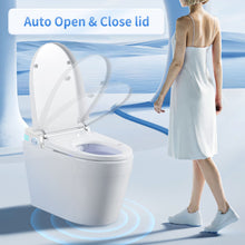 Load image into Gallery viewer, Tankless Smart Toilet With Bidet Built In, 1 Piece Bidet Toilet Seat, Auto Flush, Auto Open / Close, Heated Seat, Warm Water And Dry, Adjustable Temp, Remote Control Side Know - White