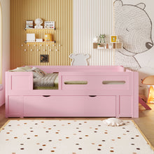 Load image into Gallery viewer, Platform Bed With Guardrail And Drawer