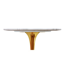 Load image into Gallery viewer, Rounded Marble And Metal Bar Table - White And Gold