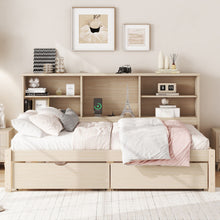 Load image into Gallery viewer, Bed Frame With Side Bookshelves, 2 Drawers, And Built In USB Port