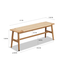 Load image into Gallery viewer, Woven Design Dining Bench For Dining Room, Bedroom - Natural Oak