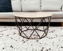 Load image into Gallery viewer, Round Mable And Iron Geometric Coffee Table - Beige