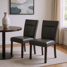 Load image into Gallery viewer, Faux Leather Wood Dining Side Chairs (Set of 2) - Charcoal