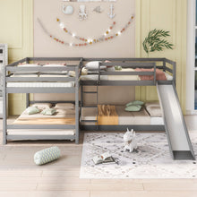 Load image into Gallery viewer, L-Shaped Bunk Bed With Slide And Short Ladder