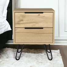 Load image into Gallery viewer, 22" Two Drawer Faux Wood Nightstand - Oak