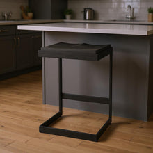 Load image into Gallery viewer, Solid Wood And Metal Backless Counter Height Bar Chair - Black