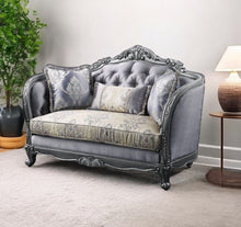 Load image into Gallery viewer, Silk Blend Loveseat And Toss Pillows - Gray / Platinum