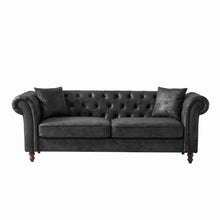 Load image into Gallery viewer, Chesterfield Sofa, High Tech Fabric Roll Armrest, 3 Seater Couch - Black