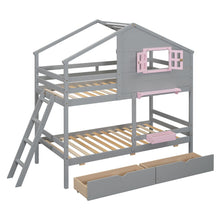 Load image into Gallery viewer, Bunk Bed With Playhouse Roof And Window