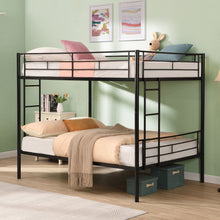 Load image into Gallery viewer, Modern Metal Bunk Bed, Full Over Full, No Box Spring Needed - Black