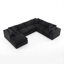 Load image into Gallery viewer, Chenille Modular Sofa Chaise With Ottoman Toss Pillows (725207) - Black