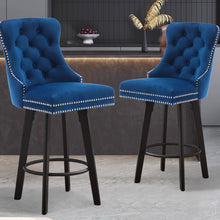 Load image into Gallery viewer, Swivel Bar Stools With Button Tufted Design And Rivet Trim