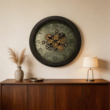 Load image into Gallery viewer, Circle Analog Exposed Gear Wall Clock - Black / Gray