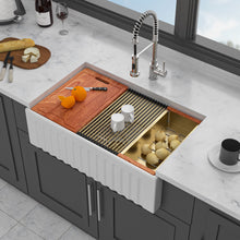 Load image into Gallery viewer, Workstation, Single Bowl Apron Front Kitchen Sink - White