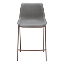 Load image into Gallery viewer, 26" Modern Slate Faux Leather And Steel Counter Height Bar Chairs (Set of 2) - Gray