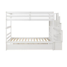 Load image into Gallery viewer, Twin Over Twin Bunk Beds With Twin Trundle And Stairway Storage Function