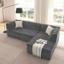 Load image into Gallery viewer, Upholstered L-Shaped Modular Sectional Sofa With Chaise, Wave-Shaped Armrest