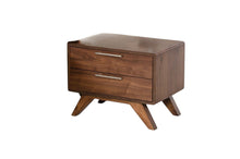 Load image into Gallery viewer, 18" Wood And Solid Wood Two Drawer Nightstand - Dark Brown