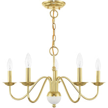Load image into Gallery viewer, 13" Five Light Dimmable Chandelier With Shades - Brass