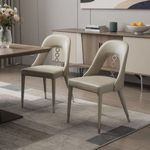 Load image into Gallery viewer, Faux Leather Stainless Steel Dining Side Chairs (Set of 2) - Gray / Silver