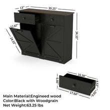 Load image into Gallery viewer, Double Tilt Out Trash Cabinet With Hideaway Drawer And Barn Door Style