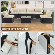 Load image into Gallery viewer, Cushion Covers For 7 Piece Wicker Sectional Sofa, 14 Pack Seat And Back Slipcovers With Zipper