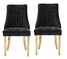 Load image into Gallery viewer, Tufted Stainless Steel Dining Side Chairs (Set of 2) - Black / Gold