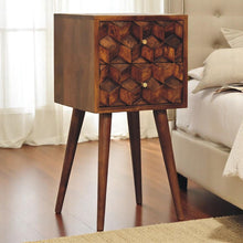 Load image into Gallery viewer, Mini Cube Carved 2 Drawer Nightstand