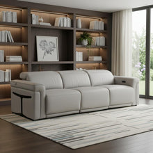 Load image into Gallery viewer, Top Grain Leather Reclining Metal USB Sofa (720360) - Light Gray