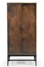 Load image into Gallery viewer, Distressed Solid Wood Frame Accent Cabinet With Two Doors - Copper / Black