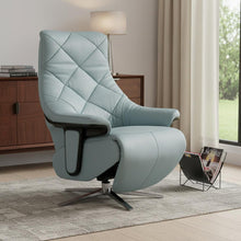 Load image into Gallery viewer, Tufted Genuine Leather Power Swivel Recliner - Baby Blue