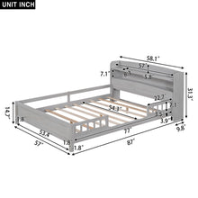 Load image into Gallery viewer, Wood Platform Bed With Built In LED Light, Storage Headboard And Guardrail