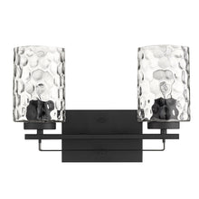 Load image into Gallery viewer, Metal And Pebbled Glass Two Light Wall Sconce - Black