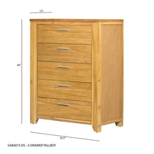 Load image into Gallery viewer, 5 Drawer Dresser - Natural Wood / Brown